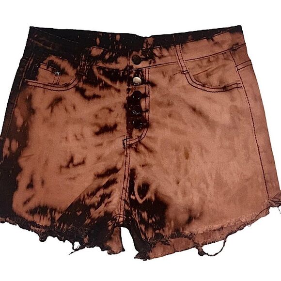 Bleached/Distressed High-Waisted Jean Shorts - Picture 2 of 3